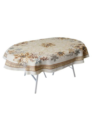 Новорічна овальна скатертина Золоте свято ПРОВАНС, 135х180см 037390