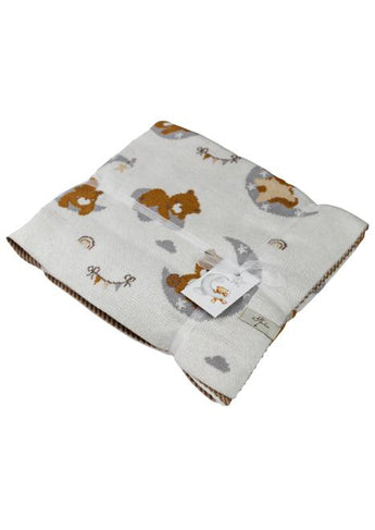 Плед дитячий в'язаний Тедді на місяці ПРОВАНС, 90х100см 033719