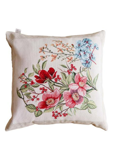 Гобеленова подушка декоративна Квіти в рамці ПРОВАНС, 45х45см 034203