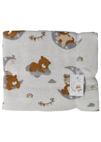 Плед дитячий в'язаний Тедді на місяці ПРОВАНС, 90х100см 033719