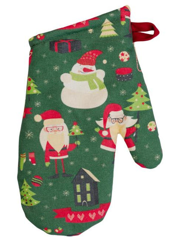 Набір новорічний 3 од рукавичка,прихватка та фартух Санта на зеленому ПРОВАНС, 31х20 см 038523