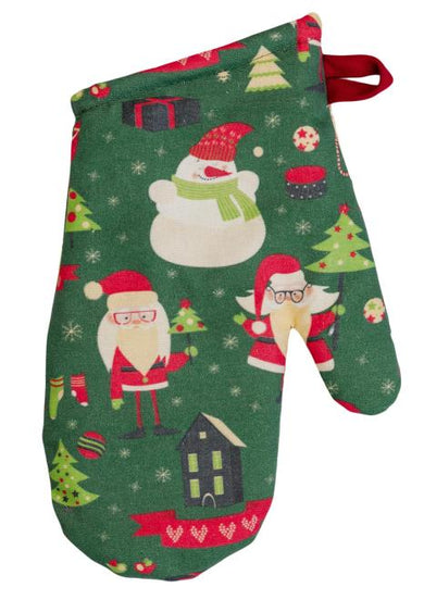 Набір новорічний 3 од рукавичка,прихватка та фартух Санта на зеленому ПРОВАНС, 31х20 см 038523