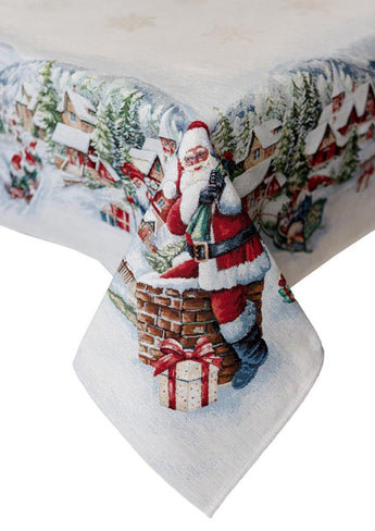 Скатертина гобеленова з велюром Снігова зима ПРОВАНС, 135х220см 037472