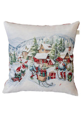 Подушка гобеленова з велюром Снігова зима Салазки ПРОВАНС, 45х45см 037197