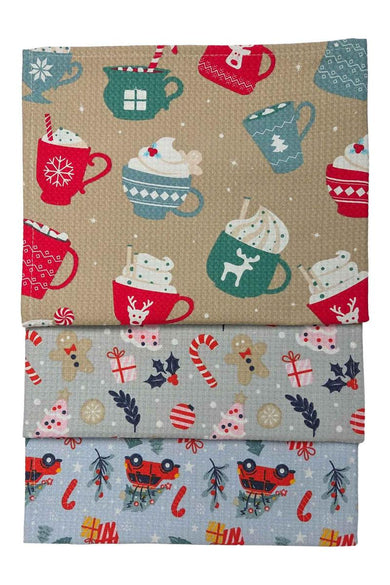 Новорічний вафельний рушник Авто на блакитному ПРОВАНС, 45х60 см 043008