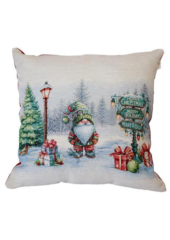 Наволочка гобеленова новорічна  Гном на перехресті ПРОВАНС, 45х45см 037083