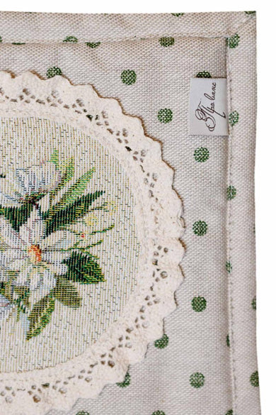 Набір рукавичка та прихватка Вінтаж зелені горошки ПРОВАНС, 32х18см 039338