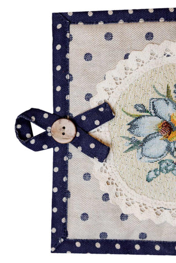 Набір рукавичка та прихватка Вінтаж сині горошки ПРОВАНС, 32х18см 039337