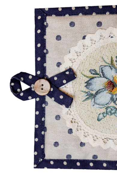 Набір рукавичка та прихватка Вінтаж сині горошки ПРОВАНС, 32х18см 039337