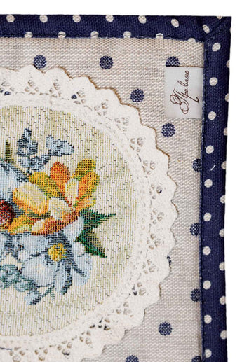 Набір рукавичка та прихватка Вінтаж сині горошки ПРОВАНС, 32х18см 039337