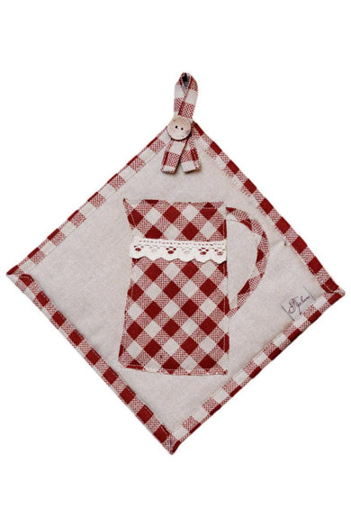 Кухонна прихватка Глечик червона клітинка ПРОВАНС, 20х20см 039355