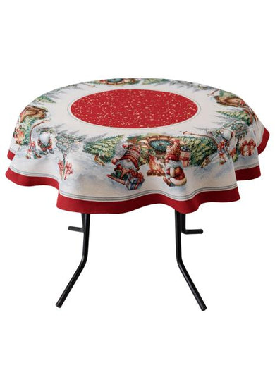 Новорічна кругла скатертина Різдвяне багаття ПРОВАНС, D180см 038396