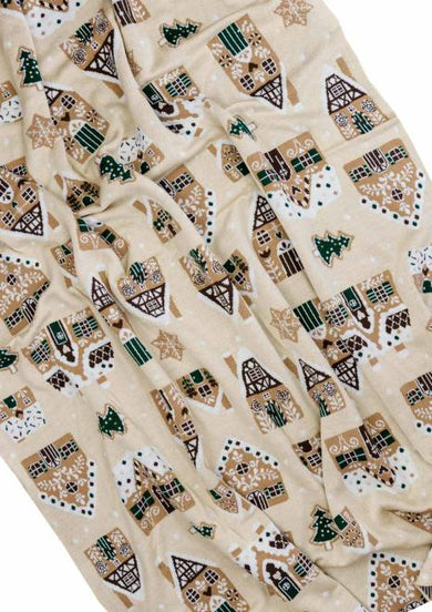 Новорічний плед в'язаний Імбирні будиночки ПРОВАНС, 90х130см 037811