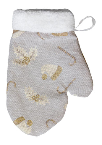 Декоративна новорічна рукавиця Шапочки на бежевому ПРОВАНС, 26х18см 037552