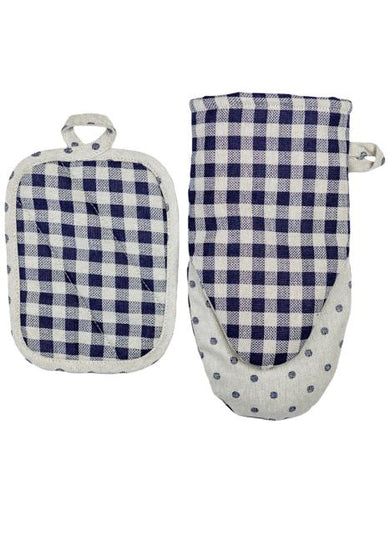 Набір рукавичка та прихватка Синя клітинка ПРОВАНС, 29х15см 035696