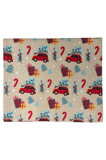 Новорічний вафельний рушник Авто на бежевому ПРОВАНС, 45х60 см 043010