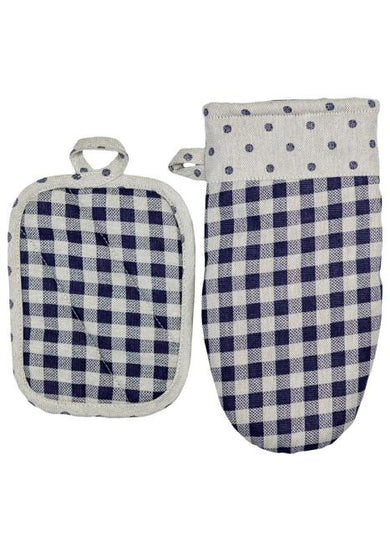 Набір рукавичка та прихватка Синя клітинка ПРОВАНС, 29х15см 035696