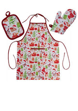 Набір новорічний 3 од рукавичка,прихватка та фартух Санта на білому ПРОВАНС, 31х20 см 038522