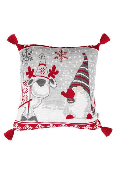 В'язана новорічна подушка Веселі гноми ПРОВАНС, 45х45см 037491