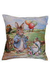 Великодня гобеленова наволочка Настрій заєць з кульками ПРОВАНС, 45х45см 044326