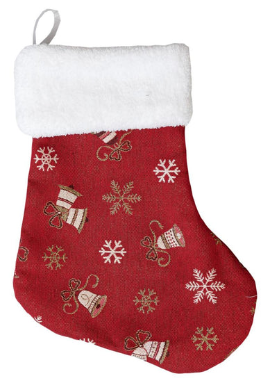 Декоративний новорічний чобіток Дзвіночки на червоному ПРОВАНС, 34х26см 037546