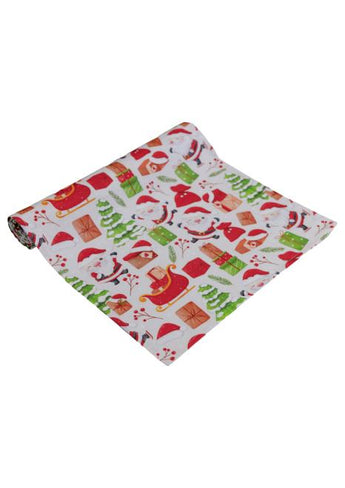 Новорічна доріжка на стіл Санта на білому ПРОВАНС, 40х140см 035777