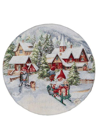 Гобеленова серветка кругла Снігова зима ПРОВАНС, D35см 036442