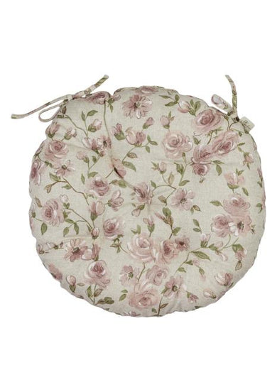 Кругла подушка на стілець Тереза Квіточки ПРОВАНС, D40см 034529