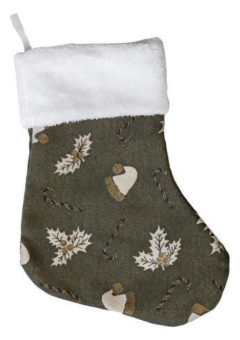Декоративний новорічний чобіток Шапочки на зеленому ПРОВАНС, 34х26см 037544