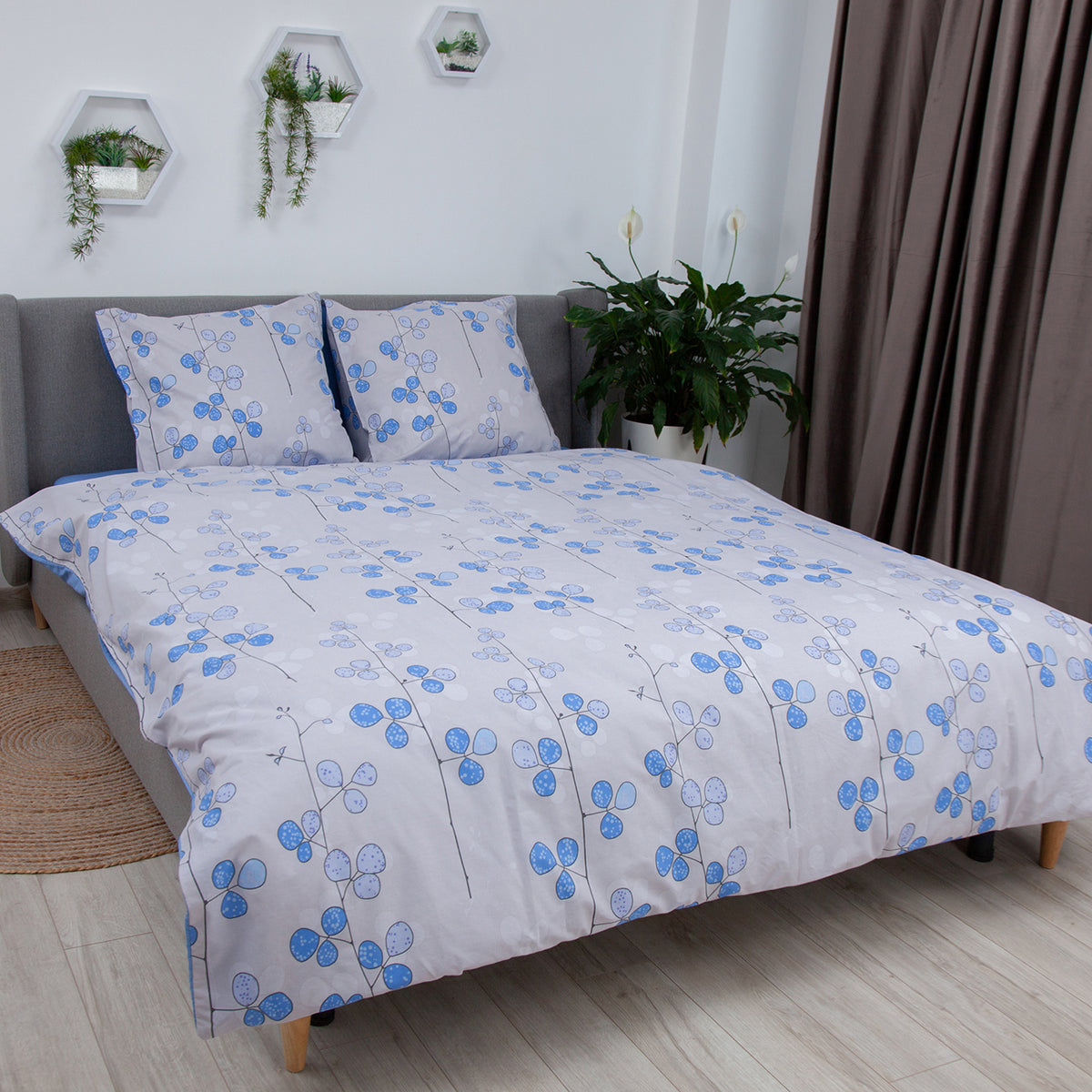 Комплект постільної білизни ТЕП "Soft dreams" Blue Flowers, 70x70 сімейний 