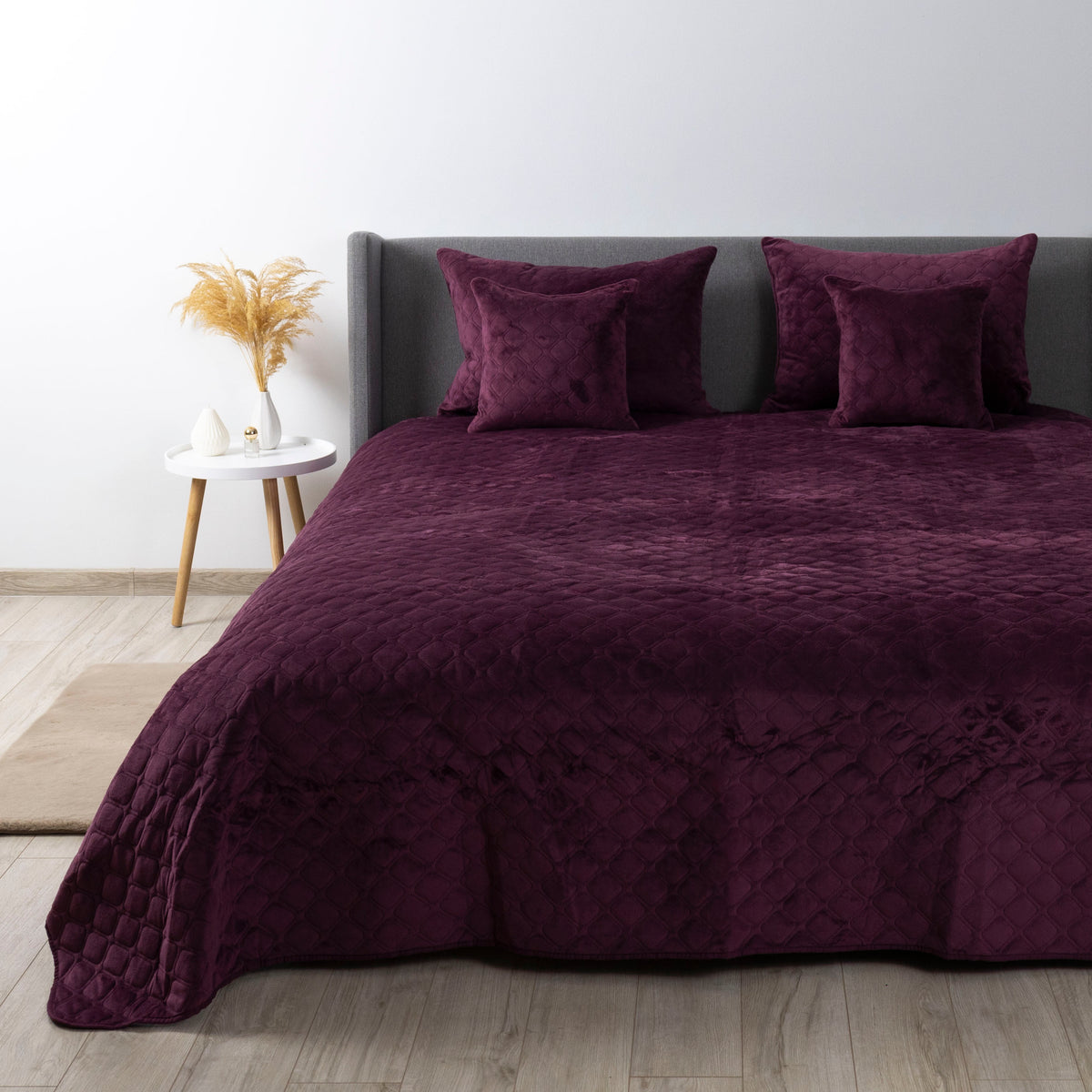 Покривало ТЕП "VELOUR" 180*240 см бордове/ромб прямий