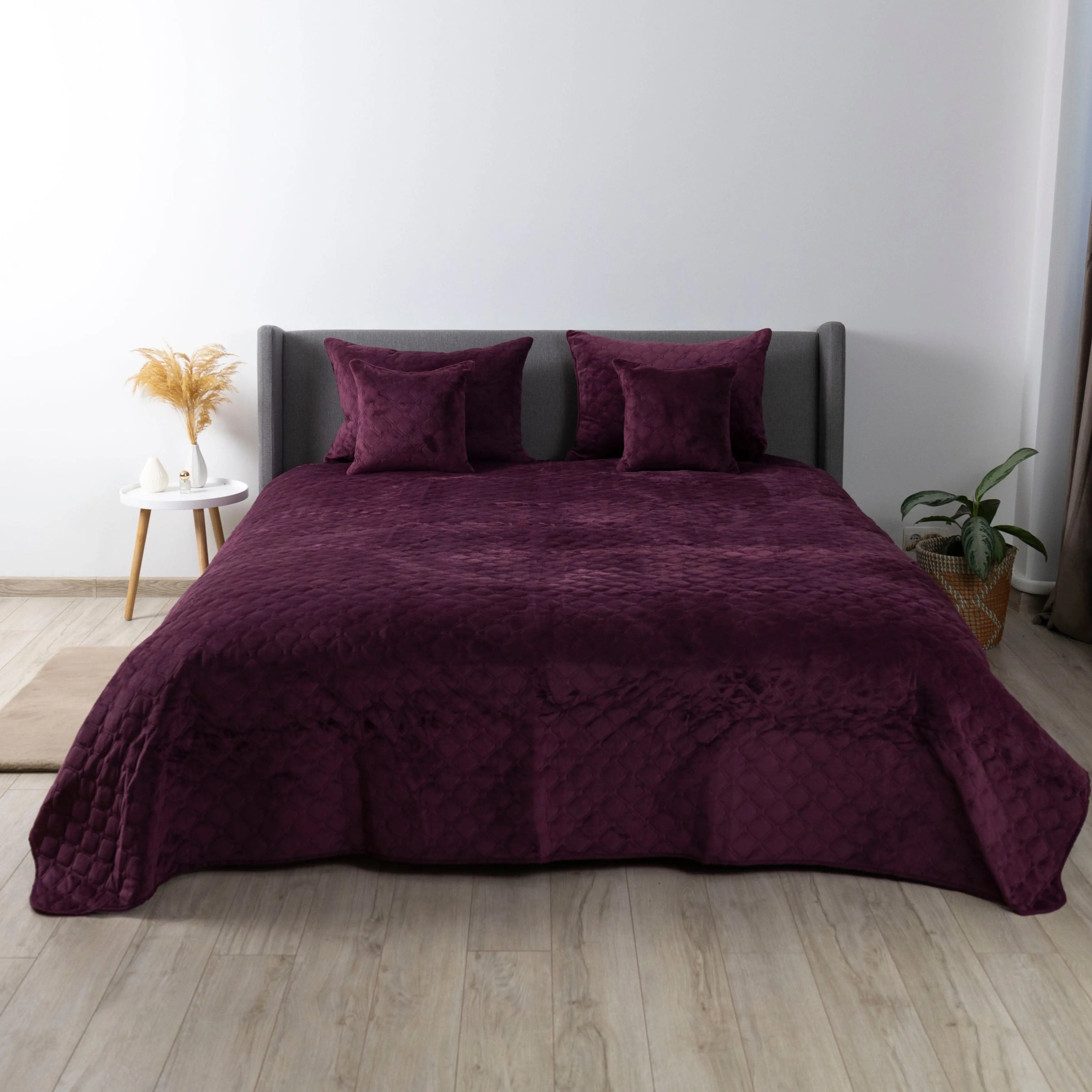 Покривало ТЕП "VELOUR" 220*240 см бордо/Ромб круглий