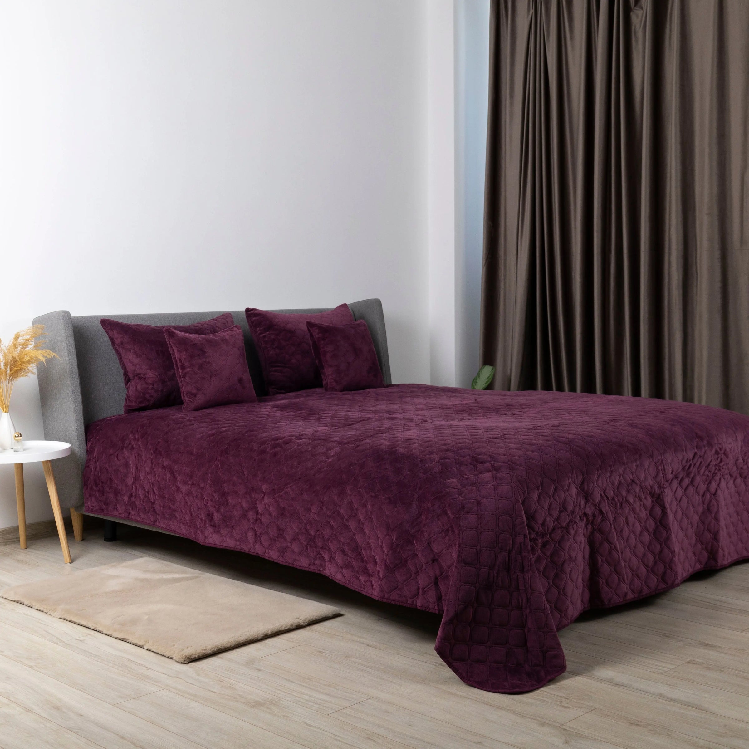 Покривало ТЕП "VELOUR" 220*240 см бордо/Ромб круглий