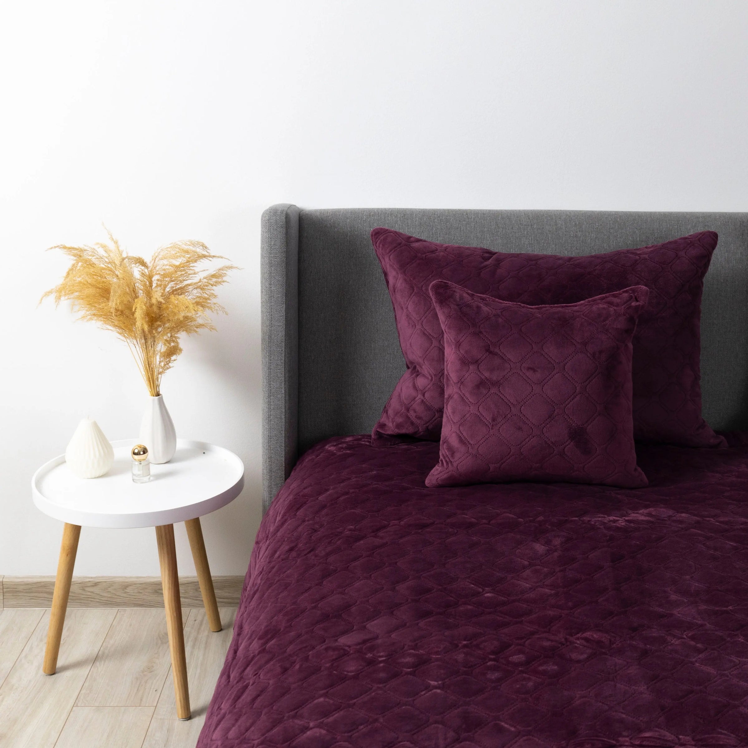 Покривало ТЕП "VELOUR" 220*240 см бордо/Ромб круглий