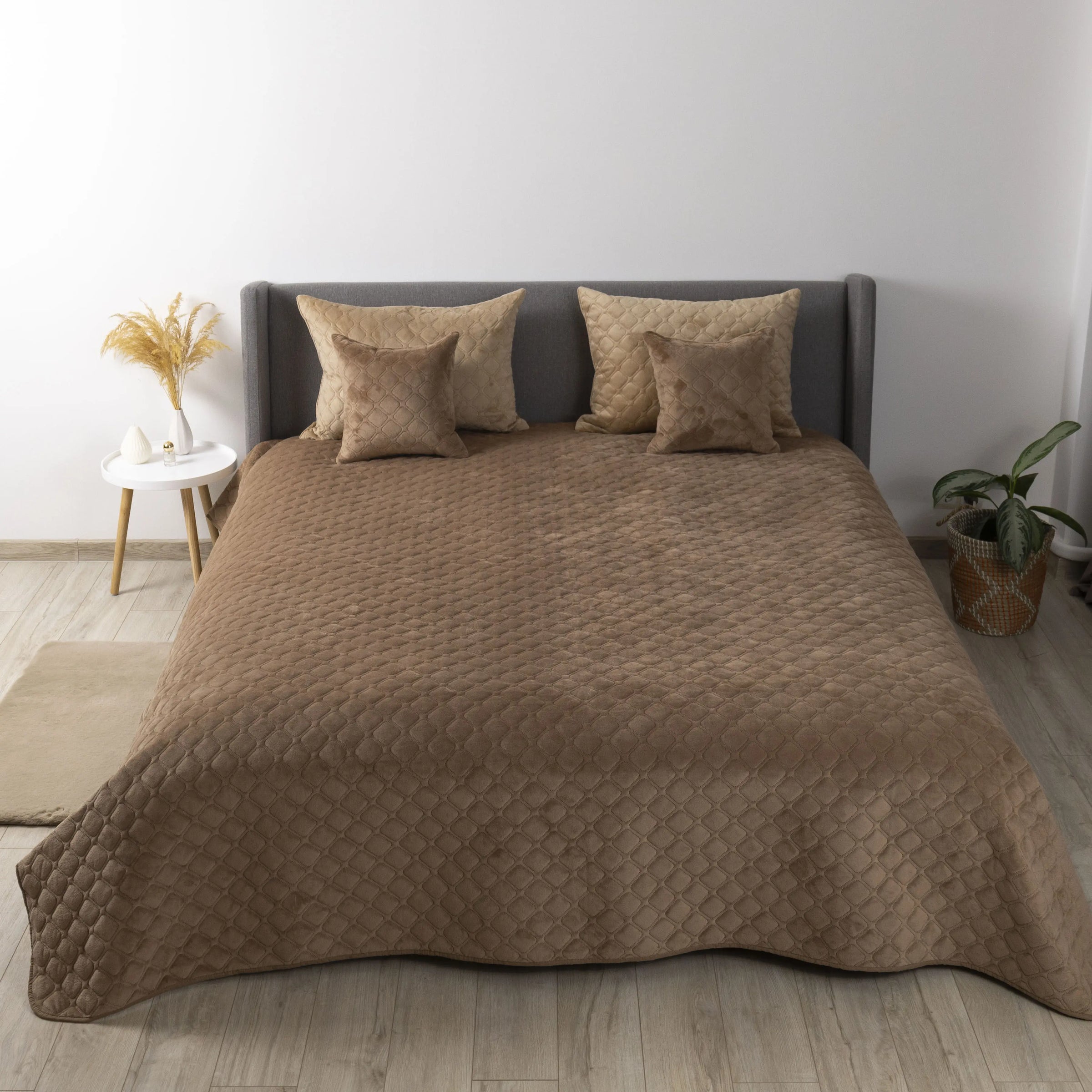 Покривало ТЕП "VELOUR" 220 * 240 см капучино/ромб круглий