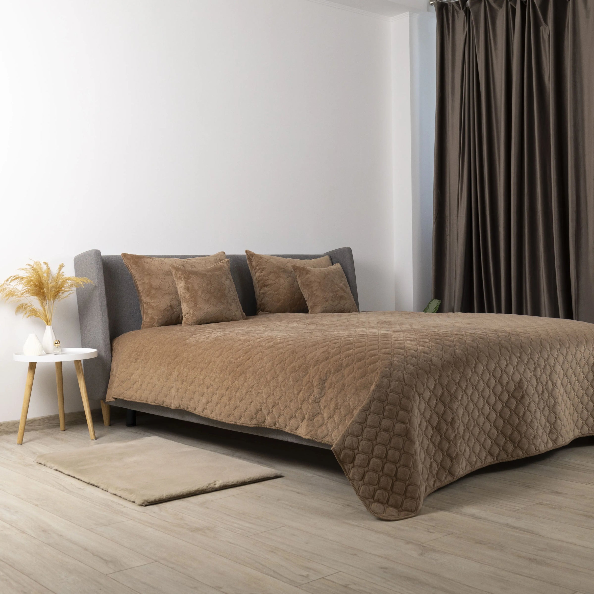 Покривало ТЕП "VELOUR" 220 * 240 см капучино/ромб круглий