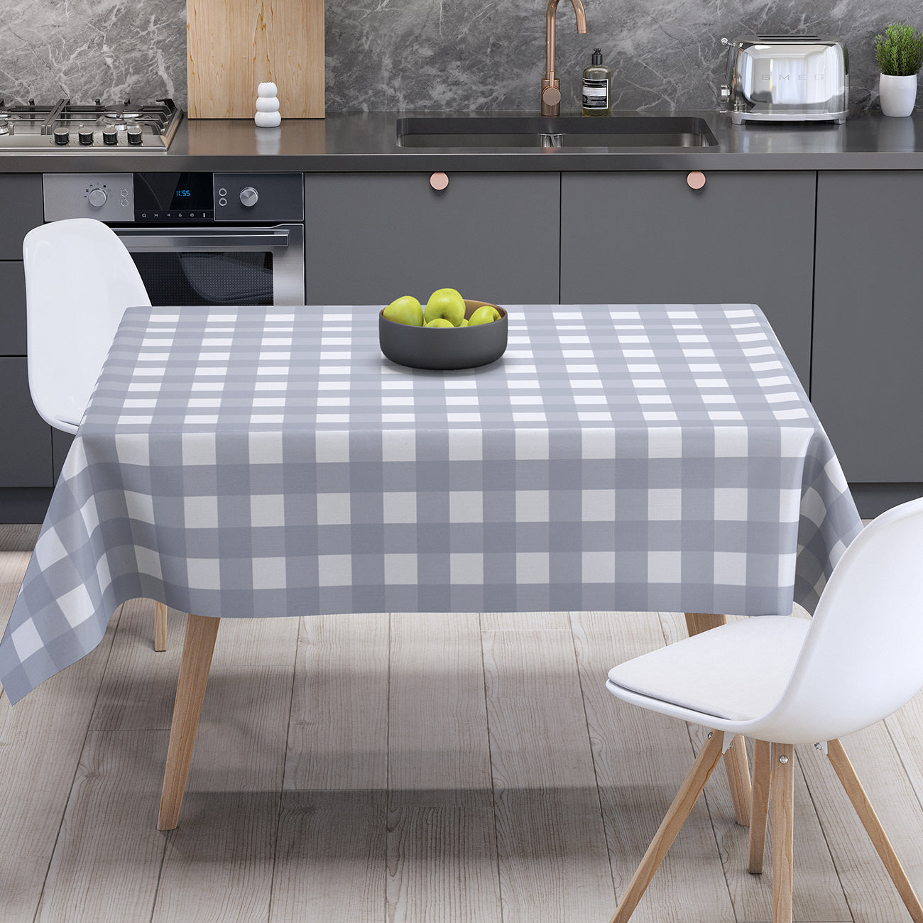 Скатертина "Panama" 180*220 см водовідштовхуюча Dark Gray Check 