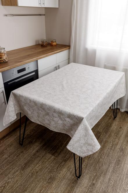 Скатертина плямостійка Мереживо на натюрель Прованс, 136х180 см