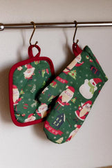Набір рукавичка та прихватка Санта на зеленому ПРОВАНС, 27х18см 035795