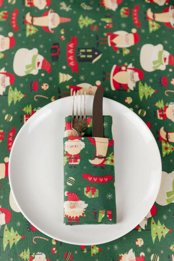 Набір новорічних серветок для сервірування Санта на зеленому ПРОВАНС, 40х40см 038490
