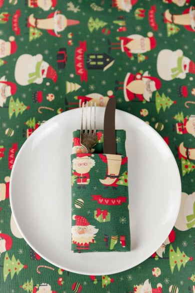 Набір новорічних серветок для сервірування Санта на зеленому ПРОВАНС, 40х40см 038490