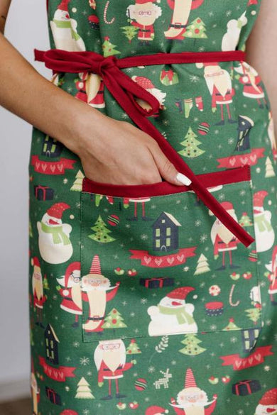 Набір новорічний 3 од рукавичка,прихватка та фартух Санта на зеленому ПРОВАНС, 31х20 см 038523