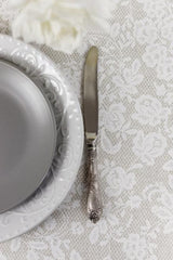 Скатертина водостійка кругла Мереживо натюрель Прованс, D180 см