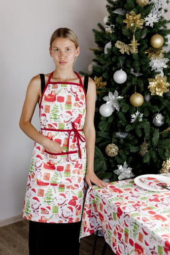 Набір новорічний 3 од рукавичка,прихватка та фартух Санта на білому ПРОВАНС, 31х20 см 038522