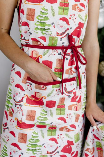 Набір новорічний 3 од рукавичка,прихватка та фартух Санта на білому ПРОВАНС, 31х20 см 038522