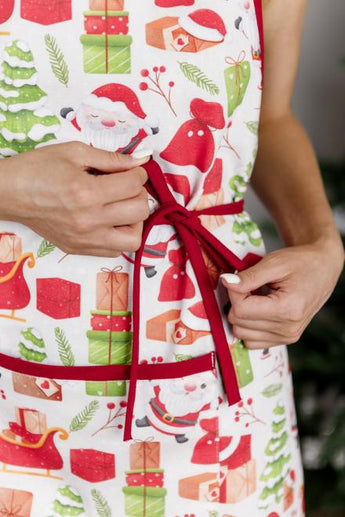 Набір новорічний 3 од рукавичка,прихватка та фартух Санта на білому ПРОВАНС, 31х20 см 038522