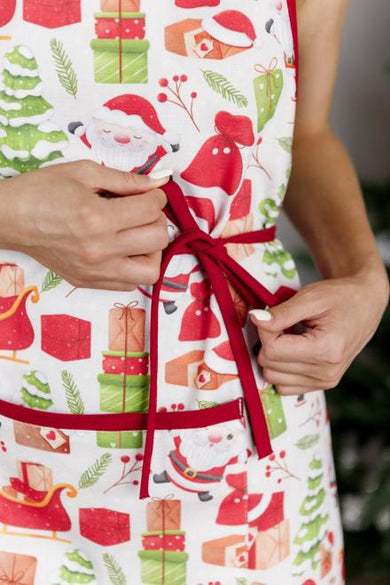 Набір новорічний 3 од рукавичка,прихватка та фартух Санта на білому ПРОВАНС, 31х20 см 038522