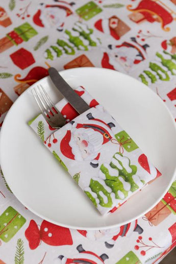 Набір новорічних серветок для сервірування Санта на білому ПРОВАНС, 40х40см 038489