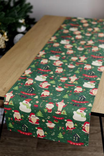 Новорічна доріжка на стіл Санта на зеленому ПРОВАНС, 40х140см 035779