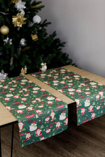 Новорічна доріжка на стіл Санта на зеленому ПРОВАНС, 40х140см 035779